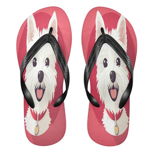 STAYTOP Cute White Dog Flip Flops Sandals of Men's & Women's,Sandals Beach Slippers Shower Slides