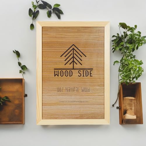 Image of Rustic Wooden Poster Picture Frame 12x16 - Natural Solid Eco Distressed Wood for Wall Mounting Barnwood Photo Frame