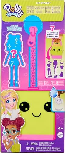 Polly Pocket Dolls & Playset, Lil’ Styles Travel Toy Collection with Fashion and Pet Accessories, Water Reveal