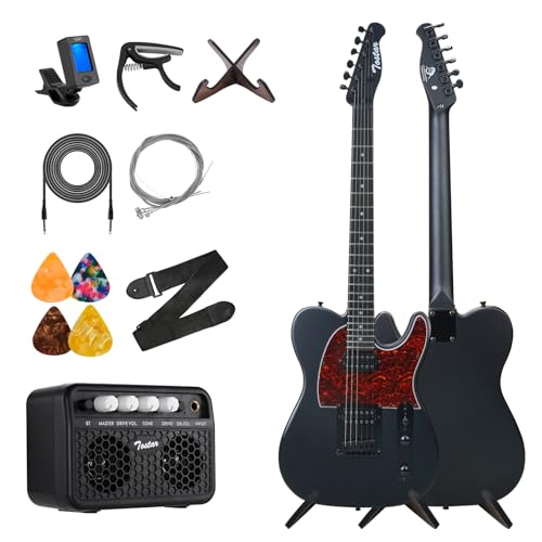 Tostar 39' Electric Guitar Kit with 10W Amp, Black Matte Finish, C-Shaped Neck, Stylish Look, Solid...