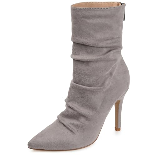 Journee Markie - Botines de tacón de aguja con cremallera en la espalda para mujer, Gris, 37.5 EU
