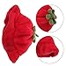 Beaupretty Red Plush Bucket Hat for Women, Cozy Plush Rolled Brim Fisherman Cap, Cute Cartoon Fruit Pattern Warm Winter Sun Hat for Outdoor Use and Fashion Photos