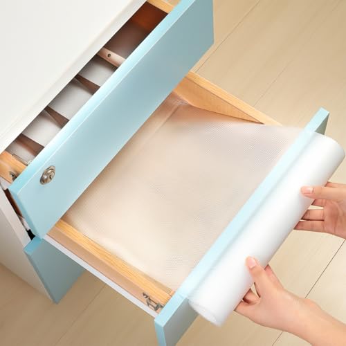 Cozary Alfombrilla para Cajones 30×400cm Transparente – Alfombrilla Antideslizante de EVA Recortable, Sin BPA, Impermeable y Resistente al Aceite para Cocina, Nevera, Armario, Estanterías