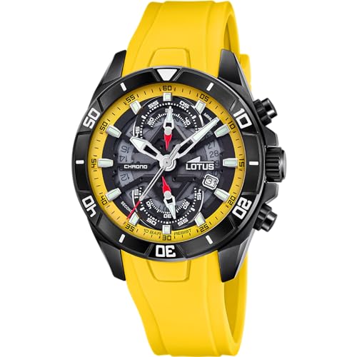 Montre homme Lotus caoutchouc jaune pour le sport et le quotidien