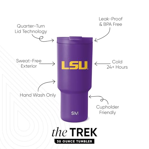 Image of Simple Modern Officially Licensed Collegiate LSU Tigers 30oz Tumbler with Flip Lid & Straws, Insulated Cup Stainless Steel, for Men Women, Trek Collection, Louisiana State University (Pack of 12)
