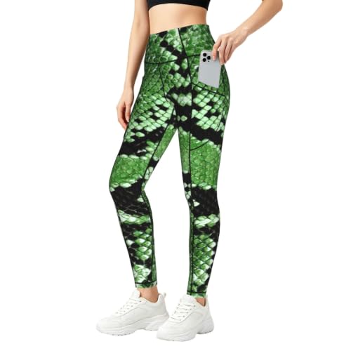 Pantalones de yoga EdsfFehs no transparentan mallas elásticas verdes con bolsillos
