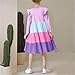Girls Flutter Sleeve Summer Flowy Dress, Color Block Cute Crewncek Casual Tiered Swing A-Line Dresses for 5-15 Years