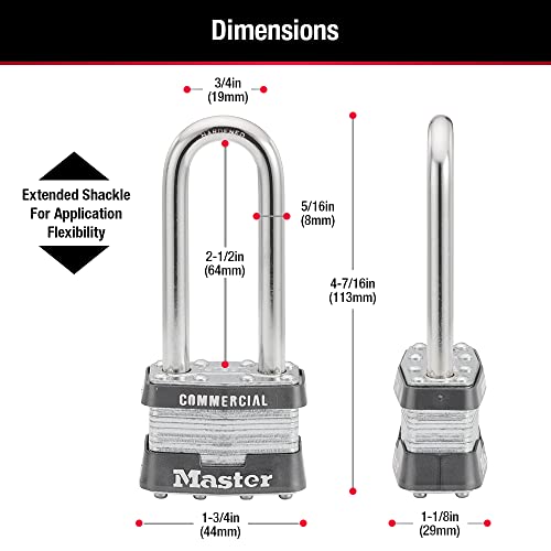 Master Lock 1KALJ Outdoor Padlock with Key, Silver, 1LJ, 1 Pack - Image 7