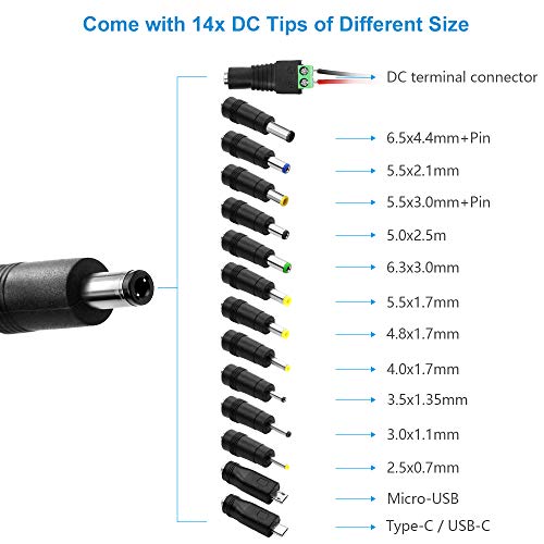 Shnitpwr 60W Universal Power Supply Dc 3V 4V 4.5V 5V 6V 7V 7.5V 8V 9V 10V 11V 12V Adjustable Variable Power Adapter 100V-240V Ac To Dc Converter 1A 2A 2.5A 3A 4A 5A With 14 Tips & Polarity Converter #TOP4