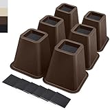 ANNKUT 6 Inch Heavy Duty Bed Risers, Furniture Risers for Desk, Chair, Table or Sofa, Couch Lift Risers, Supports up to 2200 lbs per Leg(6 Pack Brown)