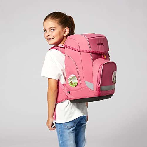 ergobag Cubo Bundle zestaw ergonomicznych plecaków szkolnych, 7-częściowy zestaw plus kieszenie boczne, zamek błyskawiczny i butelka na napoje