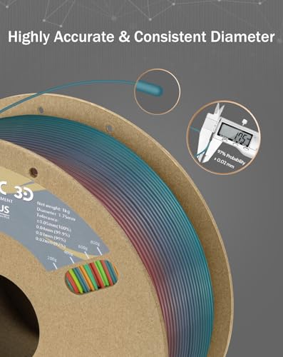 Image of DURAMIC 3D PLA+ Printer Filament 1.75mm PLA Plus Neatly 2Kg Spool(2.2lbs) | PLA Pro Tougher and Stronger, Dimensional Accuracy Probability + /- 0.02mm Rainbow