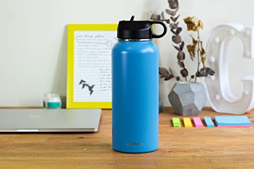 ARIMO Garrafa Térmica 950 ml Frio 24h / Quente 12h Insulada a Vácuo Parede Dupla Esportes Academia E