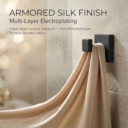 Hiuqixe Square Wall-Mount Robe Towel Hooks, 2-Pack, Matte Black - image 7