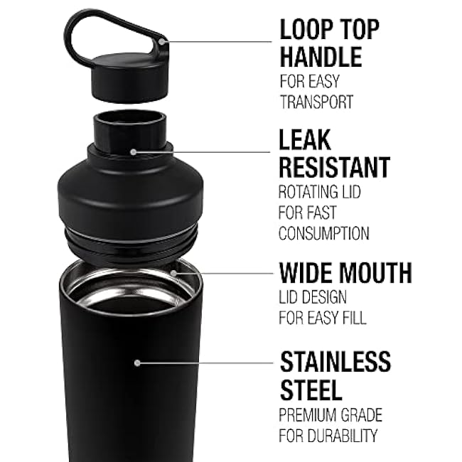 Garfield OFFICIAL Hang In There 18 oz Insulated Water Bottle, Leak Resistant, Vacuum Insulated Stainless Steel with 2-in-1 Loop Cap