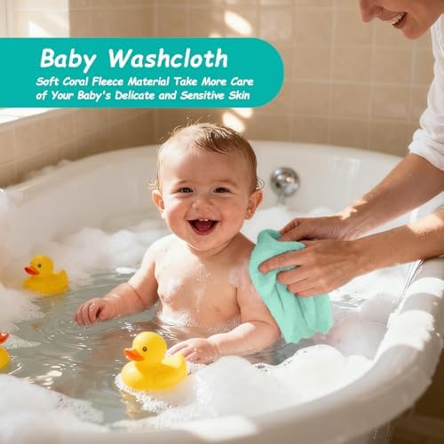 HOMEXCEL Baby Washcloths 12 Pack Microfiber Coral Fleece Soft Wash Cloths - 4