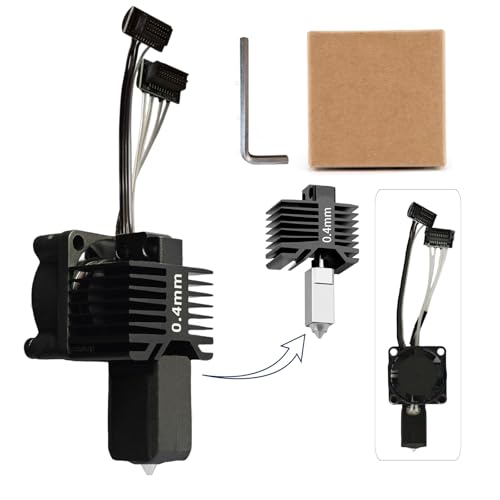 Bambuu Lab P1P P1S Hotend Complete Kit 0.4MM Hardened Steel Nozzle Full Assembly with Fan Ceramic Heater Nozzle Thermistor Extruder Heating Block Replacement for Bambu Lab P1 3D Printer