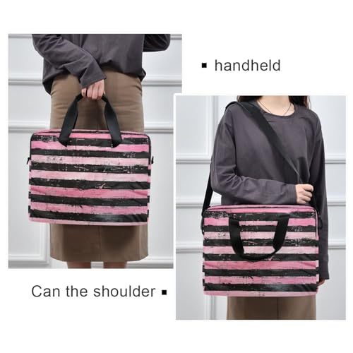 Funda para portátil 15.6 pulg negro y rosa con asa y correa miniatura 2