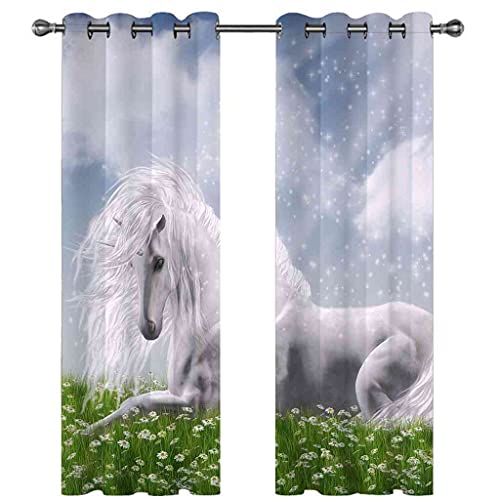 Rideaux occultants 3D cheval blanc isolant phonique chambre bébé