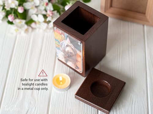 Image of Personalized Pet Memorial - Dog Memory Box Keepsake with Photo, Cat Cremation Urn for Ashes Candle (Medium, Without Engraving)