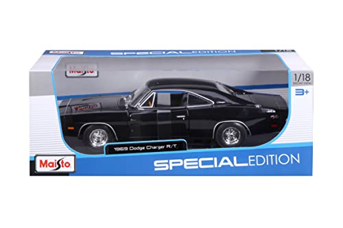Maisto 1969 Dodge Charger Modelo Die cast Negro miniatura 4