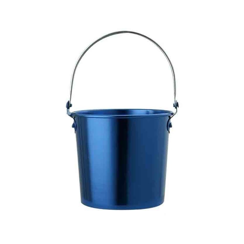 Cubo de hielo galvanizado azul con asas para enfriar bebidas y servir aperitivos en fiestas