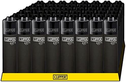 Mechero Clipper Soft Touch All Black negro exclusivo en caja de 48 unidades