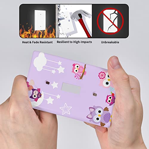 Purple Owls 1 Gang Light Switch Plate Decorative Single Toggle Wall Plate Cover Decorative Wallplate Electrical Faceplate For Living Room Bedroom House Decor #TOP4