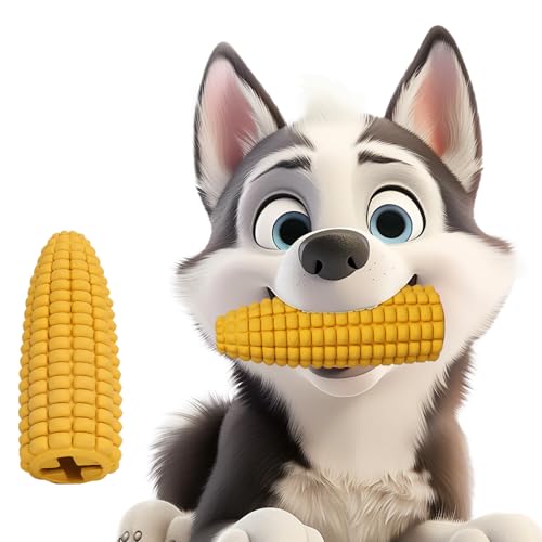 Melede Dog Toys for Aggressive Chewers,Biodegradable Corn Shape Treat Dispensing Dog Toys,Dog Toys for Medium Dogs, Yellow