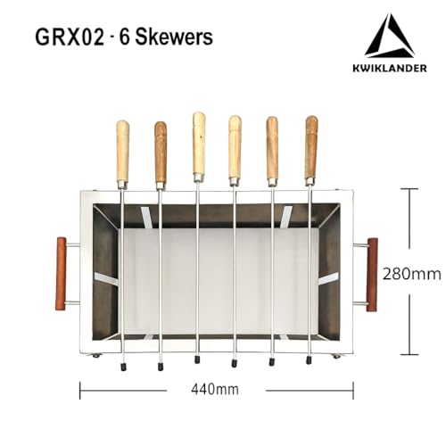 Image of Compact Portable Foldable Stainless Steel Tandoor Charcoal Free Standing Barbeque Bbq Grill Set With 6 Skewers, Tongs, Bag And Charcoal Tray For Home Outdoor Garden (44 X 28 Cm)