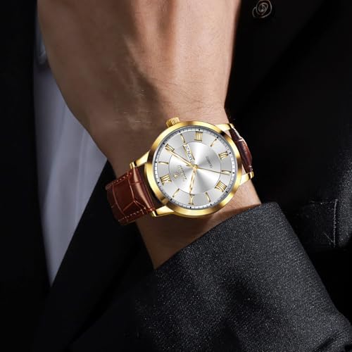 Leather Watches for Men Casual Men's Waterproof Watch Luxury Dress Men Watch Classic Stainless Steel Analog Quartz Mens Wrist Watches with Date Luminous Large Face3