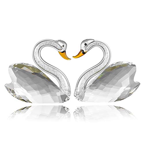 Vie jeune Crystal Couple Swan Figurine Home Decoration, Handmade Lover