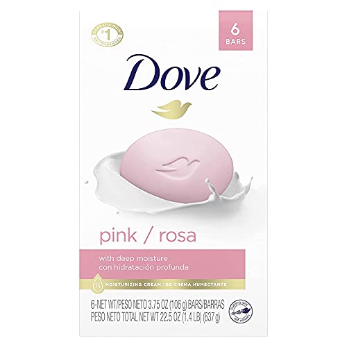 Image of Dove Beauty Bar Gentle Cleanser For Softer and Smoother Skin Pink More Moisturizing Than Ordinary Bar Soap 3.75 oz Pack Of 6 (USA)