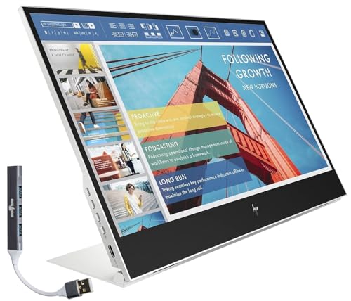 Image of HP E14 G4 14 inch FHD IPS Portable Monitor with Anti-Glare, Flicker Free | 5ms Response Time, 400 nits Brightness, USB-C & Dockztorm USB Port Expander, Silver Color (1B065AA#AC3)
