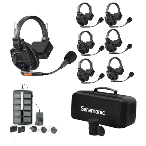 Saramonic WiTalk9-6S 6-Person 1.9GHz Full-Duplex Wireless Intercom System with 500m Range, expandable to 30 Users, 12 Batteries, 10-Bay Charger & case