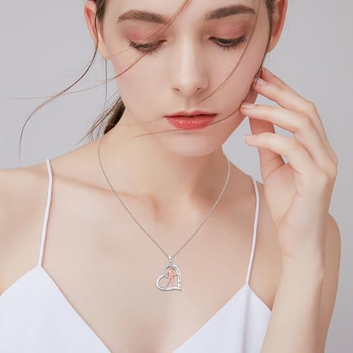 Sports Necklace 925 Sterling Silver Heart Pendant Necklace Never Give Up Jewelry Graduation Gifts for Women Sports Lovers3