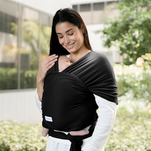 comfy cubs baby wrap carrier - soft amp secure fit cotton blend baby carrier newborn to toddler - hands-free amp lightweight infant wrap - adjustable one size fits all toddler sling - black