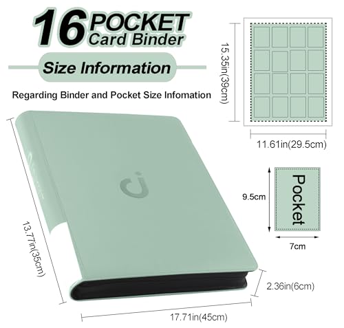 Image of Premium Card Binder 16 Pocket - Fits 1600 Cards，4X4 Ringless Card Album with Sleeves for Trading Cards & Sports Cards（Model C，Asakusa Green）