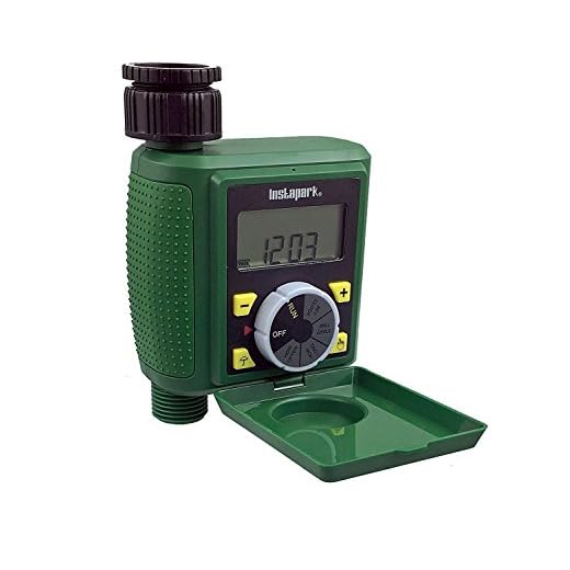 Instapark PWT-07 Outdoor Waterproof Digital Programmable Single Outlet Automatic On Off Water Faucet Hose Timer with Rain Delay and Manual Control