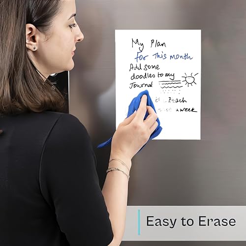 Image of WallDesign Magnetic Whiteboard Sheet 23x30cm (9x12in) - Dry Erase Fridge Memo Board, Flexible Writing Film with Marker Pen for Kitchen, Office, Metal Wardrobe, Grocery & to-Do List