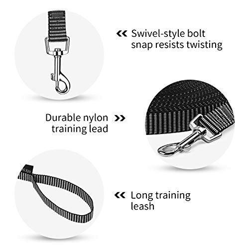 Image of Hi Kiss Dog /Puppy Obedience Recall Training Agility Lead - 15ft 20ft 30ft 50ft 100ft Training Leash - Great for Training, Play, Camping, or Backyard(20ft,Black White)