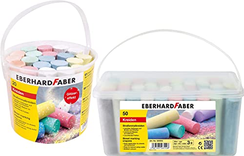Eberhard Faber Straßenmalkreide, 50er Eimer + 20er Eimer Glitzerkreide