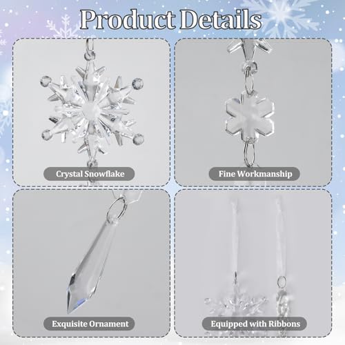 Crystal Ornaments Christmas Tree Decorations - 21pcs Christmas Tree Ornaments Sparkling Dazzling Festival Party Decoration Crystal Snowflake Design Hanging Ornament Holiday Season Home Decor - Image 7
