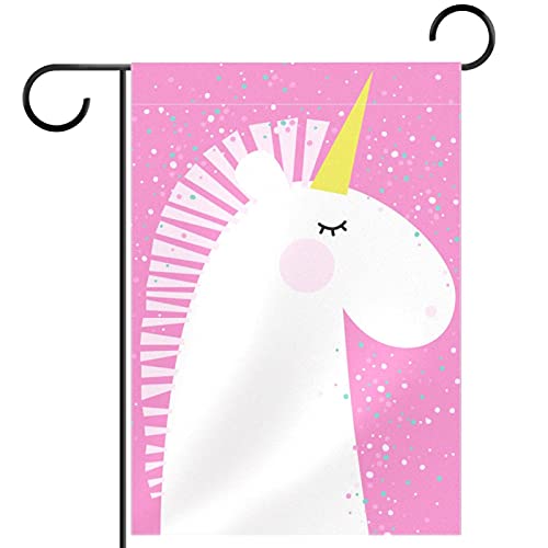 Drapeau de bienvenue licorne rose 30x45 cm double face pour décoration extérieure de jardin