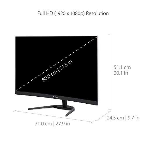 Image of ViewSonic VX3268-PC-MHD 32 Inch Curved 1080p 1ms 165Hz Gaming Monitor with FreeSync Premium, Eye Care, HDMI and Display Port