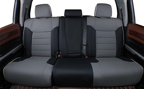 Image of EKR Tacoma Leather Car Seat Covers Custom Fit for Toyota Tacoma 2012 2013 2014 2015 (Regular Seats) - Truck Seat Covers Full Set,Faux Leather(Black /Gray)