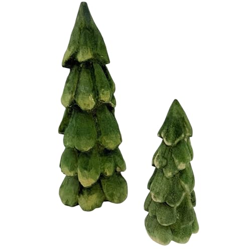 Wood Tree Decor - Set of 2 Holiday Winter Pine