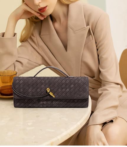 Image of Upbull Trendy Woven Evening Clutch Purses Women Underarm Shoulder Handbag Cute Satchels Crossbody Purse PU Leather Wallet