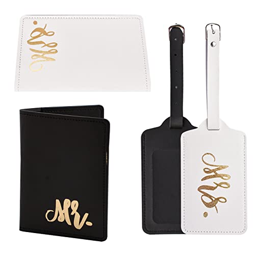 CRAFFANCY Porte-Passeport et Étiquettes à Bagages, 2 Protecteur de Porte-Passeport en Cuir Imperméable et 2 étiquettes à Bagages pour Les Voyages d'affaires Cover