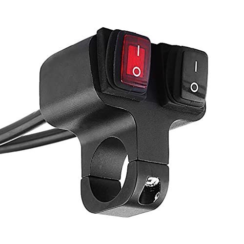 Qiilu 12V 16A Motorcycle Handlebar Switch Motorbike Dual Switch Headlight Spotlight Fog Light On-Off Rocker Switches High Low Beam Motorcycle Switches